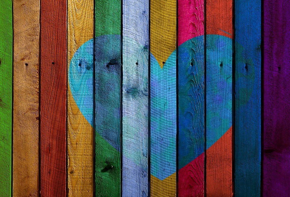 Colourful wooden heart